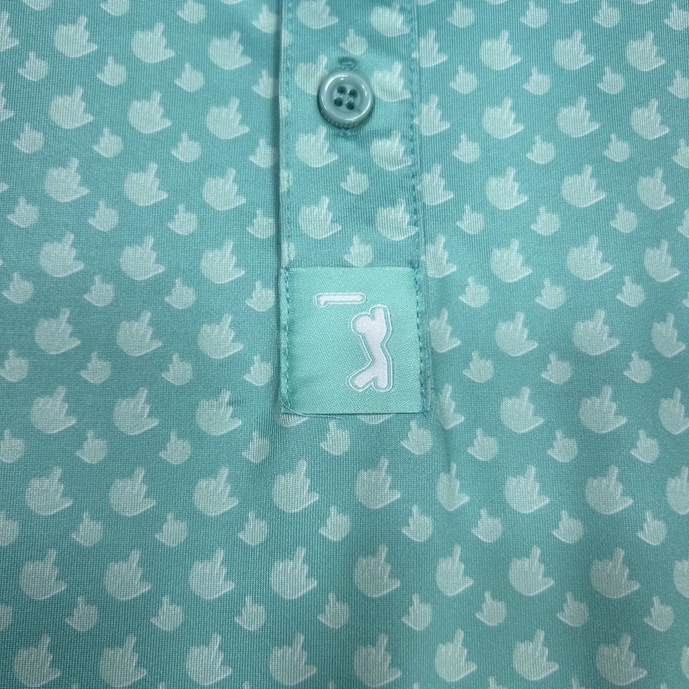 Bogey Bros Golf Polo Shirt Mens Small Green Middle Finger Print Short sleeve